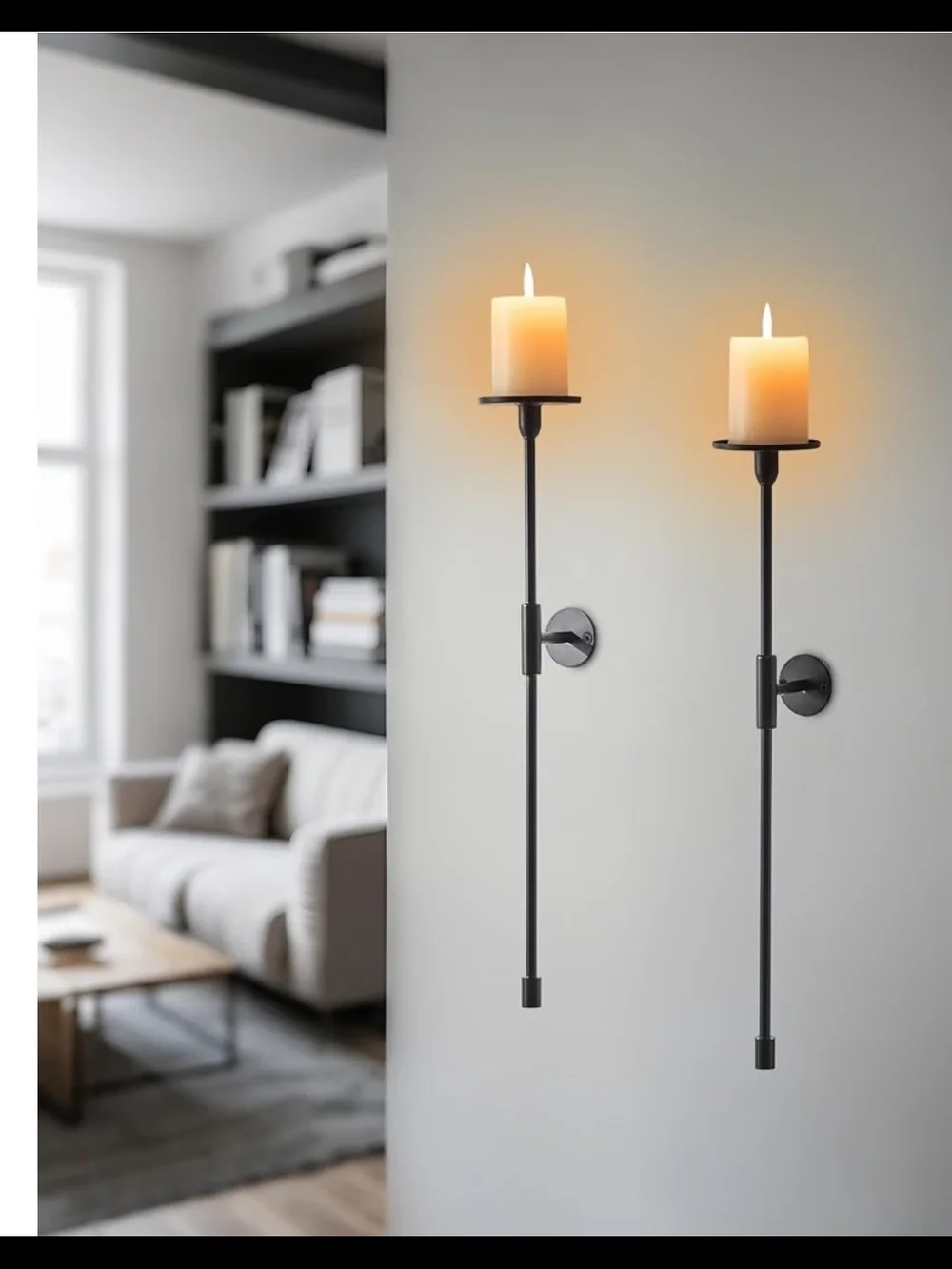 Wall-Mounted Black Metal Candle Sconce - Unbranded
